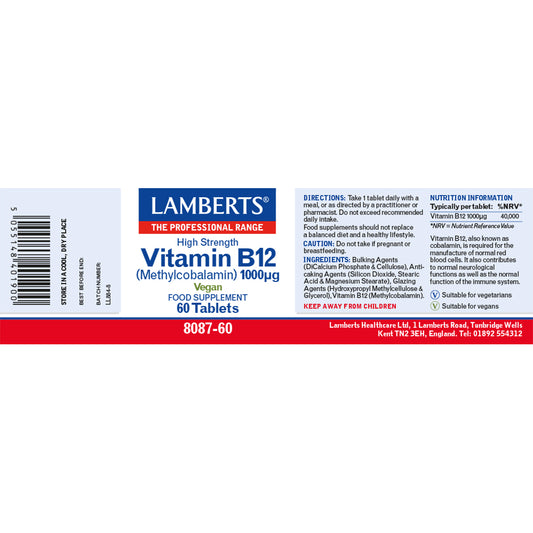 Lamberts Vitamin B12 1000µg 60 Tablets