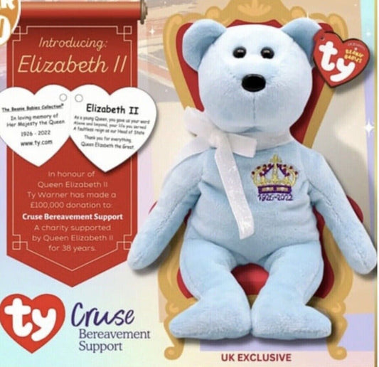 TY Beanie Babies 15cm Soft Toy Queen Elizabeth II Bear ✅BRAND NEW READY TO SHIP✅