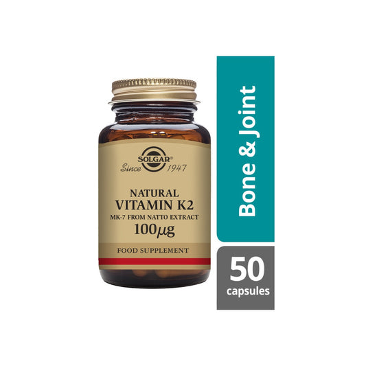 Solgar® Natural Vitamin K2 (MK-7) 100 µg  Vegetable Capsules - 50 Pack