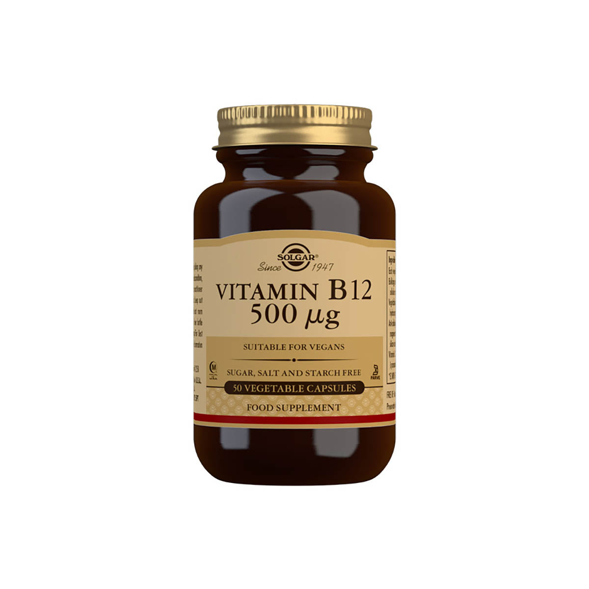 Solgar® Vitamin B12 500 µg Vegetable Capsules - Pack of 50