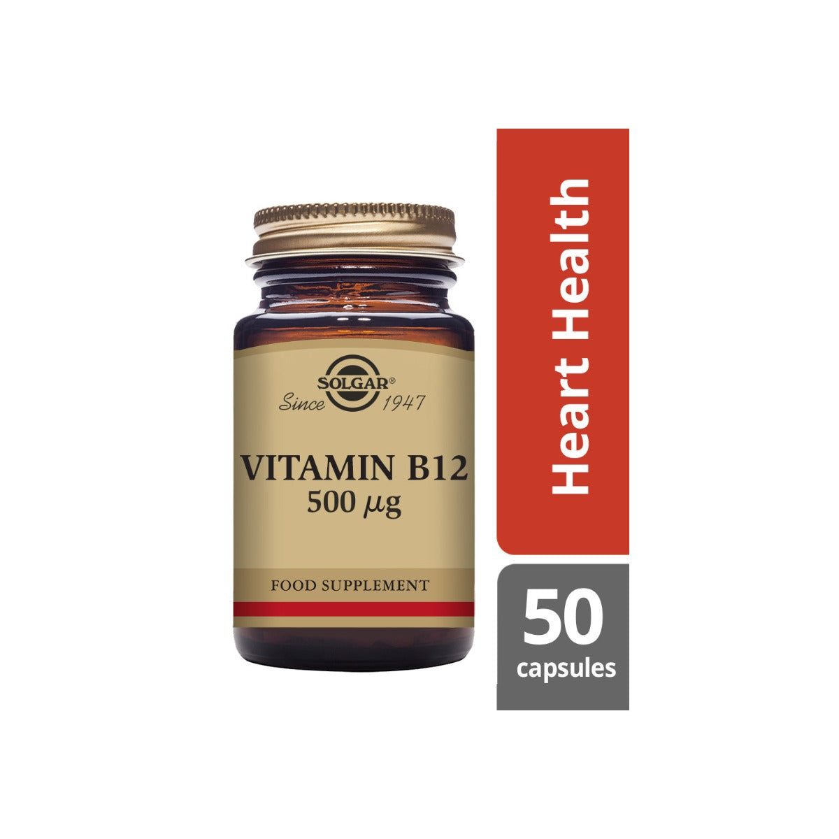 Solgar® Vitamin B12 500 µg Vegetable Capsules - Pack of 50