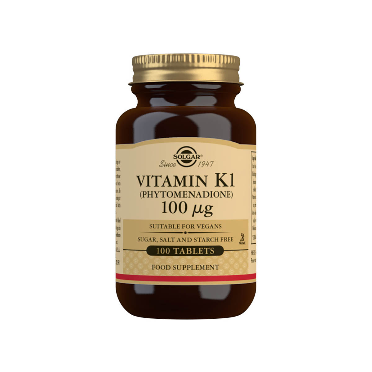 Solgar® Vitamin K1 (Phytomenadione) 100 µg Tablets - Pack of 100