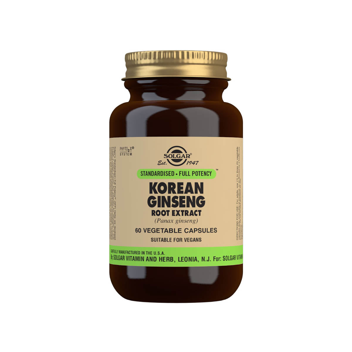 Solgar® Korean Ginseng Root Extract Vegetable Capsules - Pack of 60