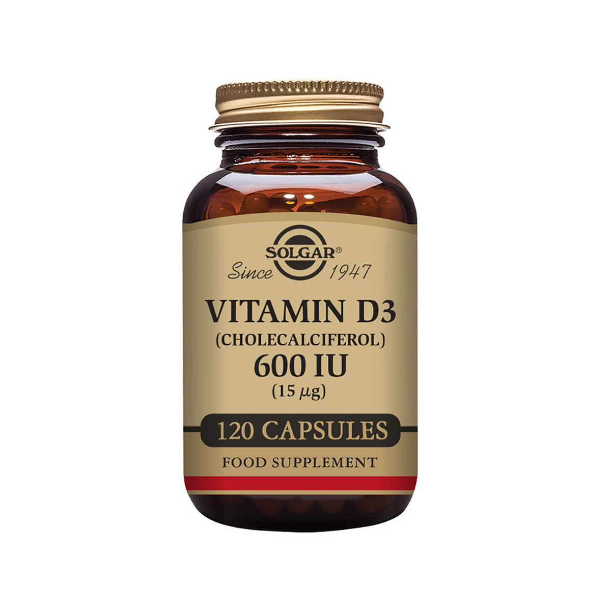 Solgar® Vitamin D3 (Cholecalciferol) 600 IU (15 µg) Vegetable Capsules - Pack of 120
